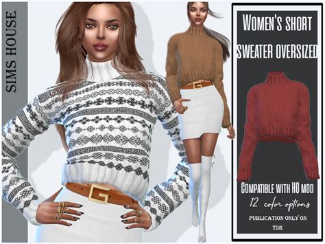 The Sims Resource Womens Short Sweater Oversized