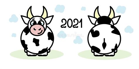 Year Of The Bull 2021 Isolated Cow In Minimal Style Cow Turned Away