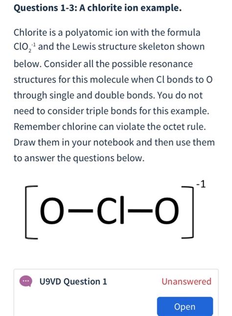 Solved Questions 1 3 A Chlorite Ion Example Chlorite Is A