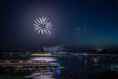 Fireworks On Lake Travis Starnes Island From Volente Beach Resort