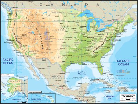 The united states of america is a vast country in north america about half the size of russia and about the same size as china. Detailed Clear Large Road Map of United States of America ...