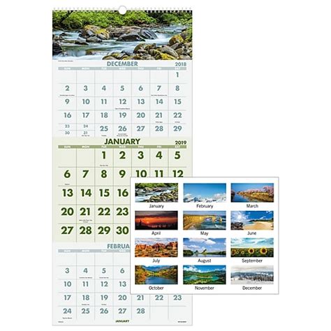 2019 At A Glance® Scenic 3 Month Wall Calendar 14 Months December