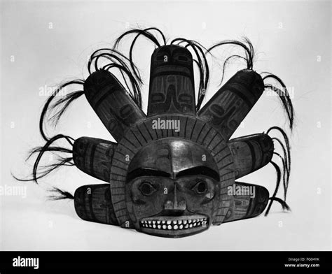 Native American Frontlet Ncarved And Painted Wooden Frontlet From A