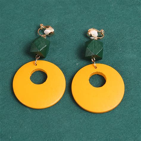 Creative Personality Simple Geometric Dangle Earrings Wooden - Temu