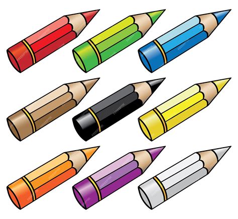 Lápices De Colores De Dibujos Animados Vector Premium