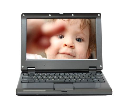 Small Laptop With Baby Stock Photo Image Of Small Concepts 15210576