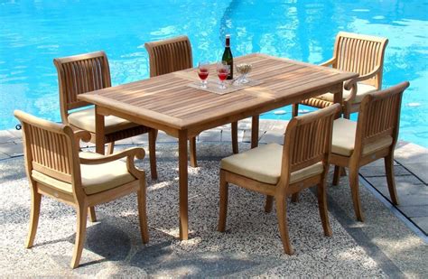 International design usa, outdoor dining set. WholesaleTeak 7 Piece Grade-A Teak Dining Set with 94 Inch ...