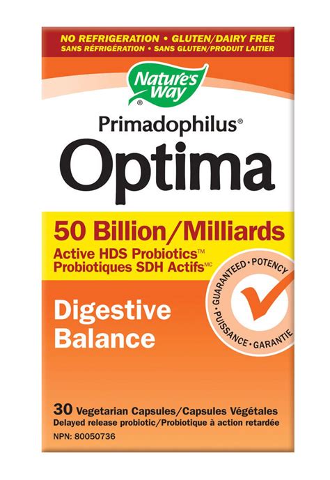 Ideal for healthy digestive health and to strengthen the immune system. Nature's Way Primadophilus Optima Probiotic 50 Billion ...
