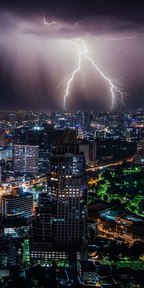 1080x2160 Lightning Storm At Night Bangkok One Plus 5thonor 7xhonor