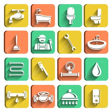 Plumbing Tools Icons Set Stock Vector Image By ©macrovector 43228449