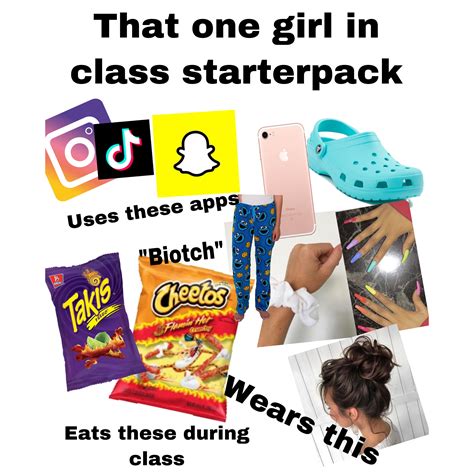 Hot Cheeto Girl In Class Starterpack Rstarterpack