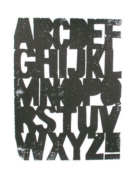 Linocut Print Alphabet Black Letterpress Print By Thebigharumph 2200