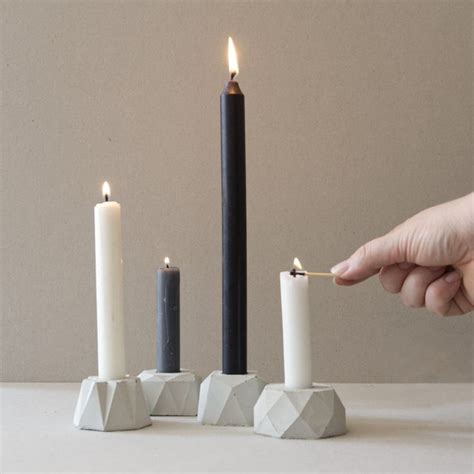 geometric concrete dinner candle holder minimal dark or pale grey hygge autumn decor concrete