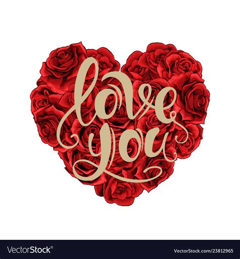 Valentines Day Red Roses Heart Filled Royalty Free Vector