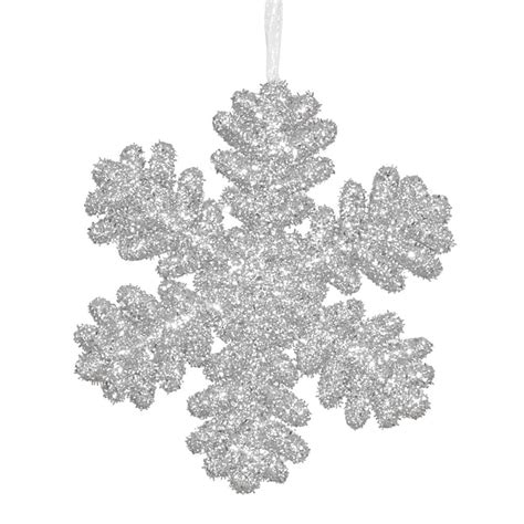 9 Silver Glitter Snowflake Ornament Bulbamerica