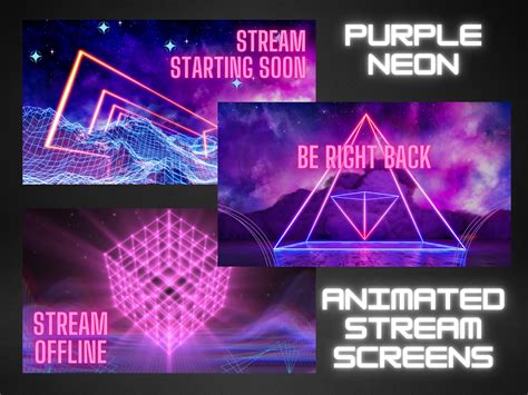 Twitch Stream Overlays Neon Animated Screens Purple Etsy