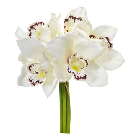 9” Cymbidium Orchid Artificial Flower Bundle Set Of 6 2250 S6 Nearly Natural