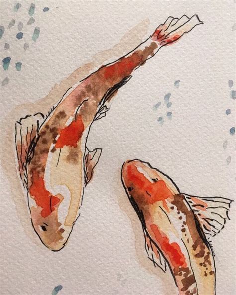 Koi Fish Painting Watercolor Koi Fish Not A Print Japanese Etsy In