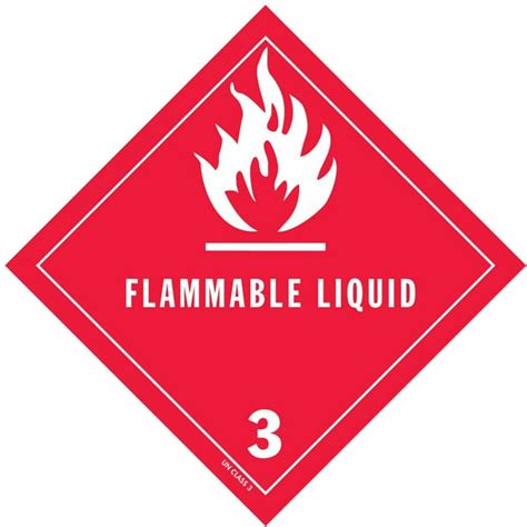 Flammable Liquid Hazard Class 3 Dot Shipping Labels 4 X 4 Roll