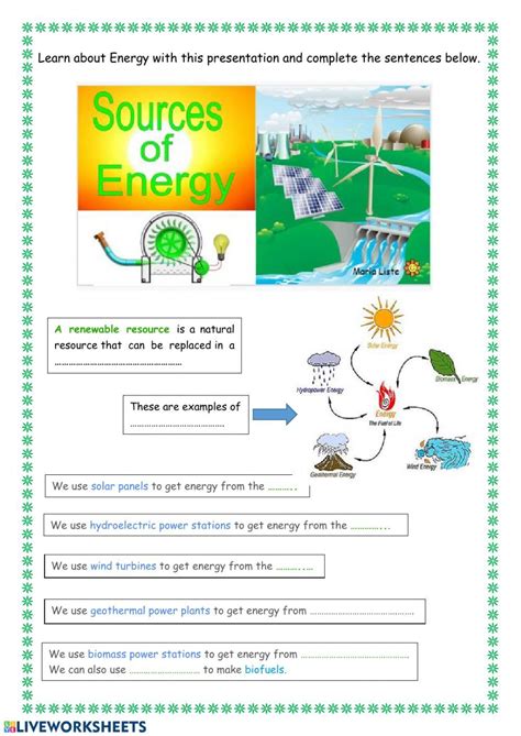 Energy Resources Student Worksheet Answers