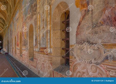naples italy may 19 2022 frescoes at the cloister of santa c editorial stock image image