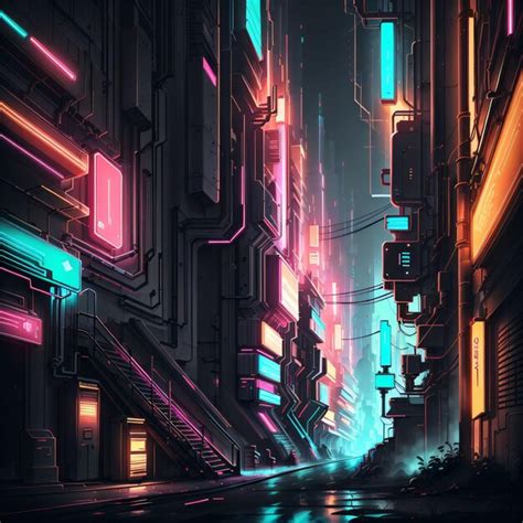 Premium Ai Image Cyberpunk Neon City Street
