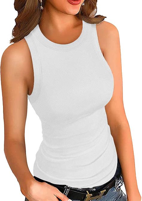 Mcxz Womens Plain Chest Padding Scoop Neck Short Slim Vest Fashion