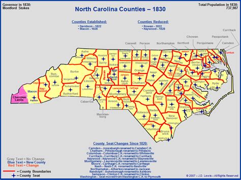 North Carolina In The 1800s The Counties As Of 1830