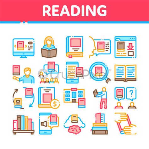 Reading Library Book Collection Icons Set Vector Stock Vector 3777251