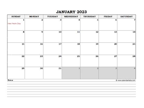 2023 Canada Monthly Calendar With Notes Free Printable Templates