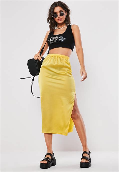 yellow-satin-slip-midi-skirt-missguided