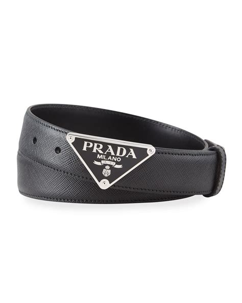 Prada Men S Triangle Logo Leather Belt Prada Men Prada Leather Belt
