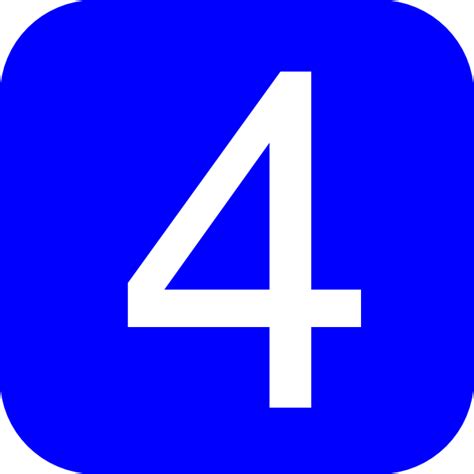 Blue, Rounded, Square With Number 4 Clip Art at Clker.com - vector clip ...