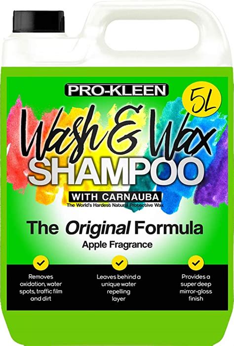 5 Litres Pro Kleen Carnauba Wash And Wax Shampoo Green Apple