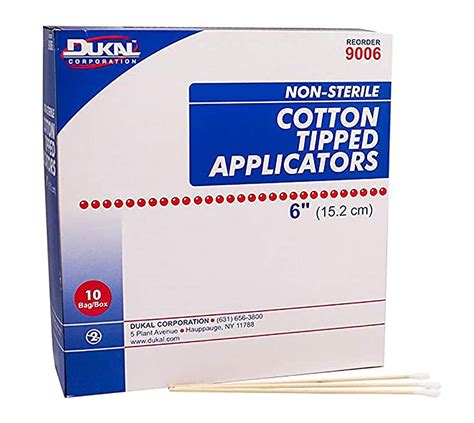 Dukal Cotton Tipped Applicators 6 Inch Pack Of 1000 Swabsticks Wood Shaft 100 Cotton Tip