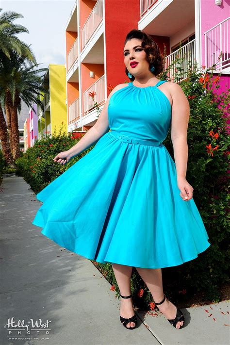 Pinup Couture Plus Size Harley Dress In Bright Blue Pinup Couture