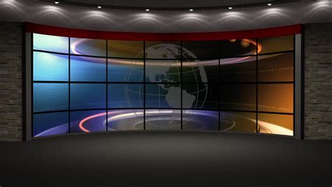 News Tv Studio Set Virtual Green Screen Royalty Free Video