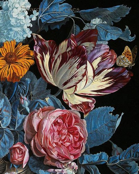 Antique Floral Art Print Download Instant Digital Vintage Etsy Rose