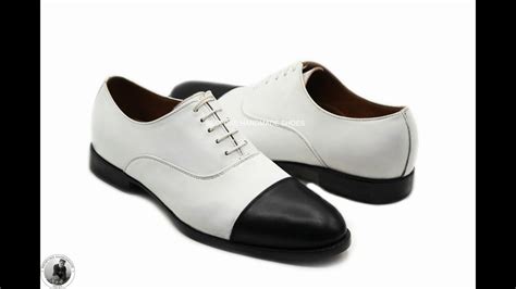 Handmade Mens Genuine White And Black Leather Lace Up Toe Cap Oxford