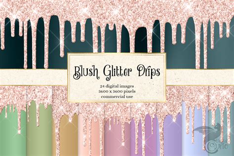 Blush Pink Glitter Drips By Digital Curio Thehungryjpeg