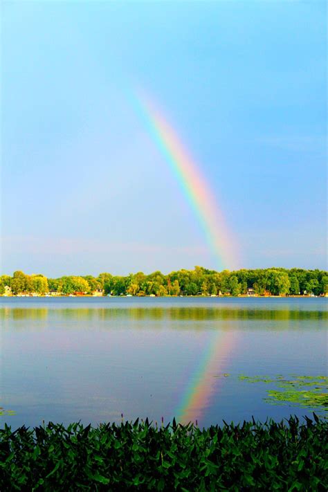 Rainbow Over Pretty Lake Indiana Rainbow Rain Over The Rainbow