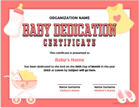 Baby Dedication Certificates for MS Word | Download & Edit