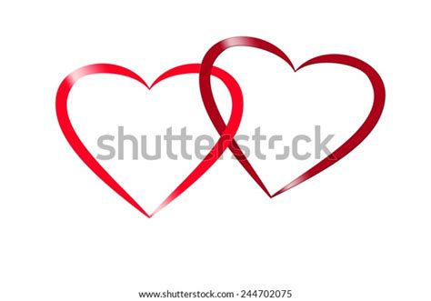 Illustration Two Intertwined Red Hearts Glamour Stock Illustration