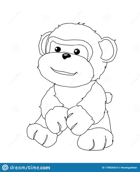 Cute Little Monkey Coloring Page Kids Coloring Book Coloring Coloring