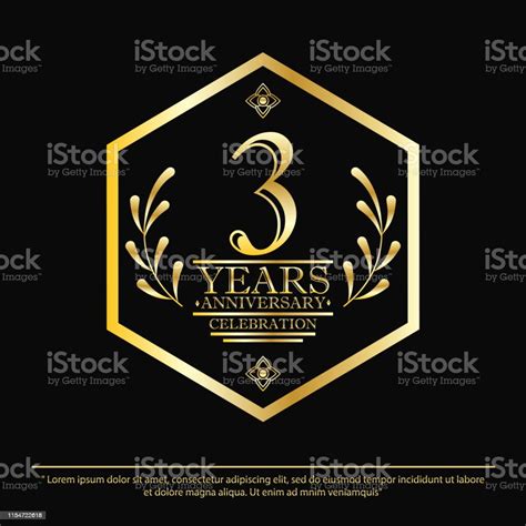 Anniversary Celebration Emblem 3rd Years Anniversary Logo With Hexagon