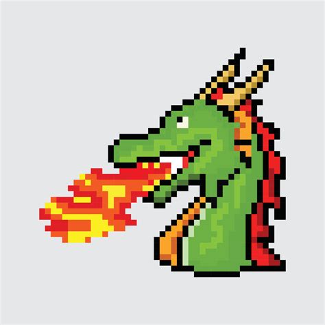 Pixel Art Flying Dragon Dragon Pixel Illustration Vector Cartoon