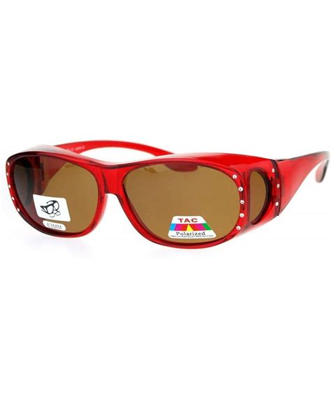 Womens Rhinestone Polarized Oval Fit Over Sunglasses Red Cj11yhj9805 Fit Over Sunglasses
