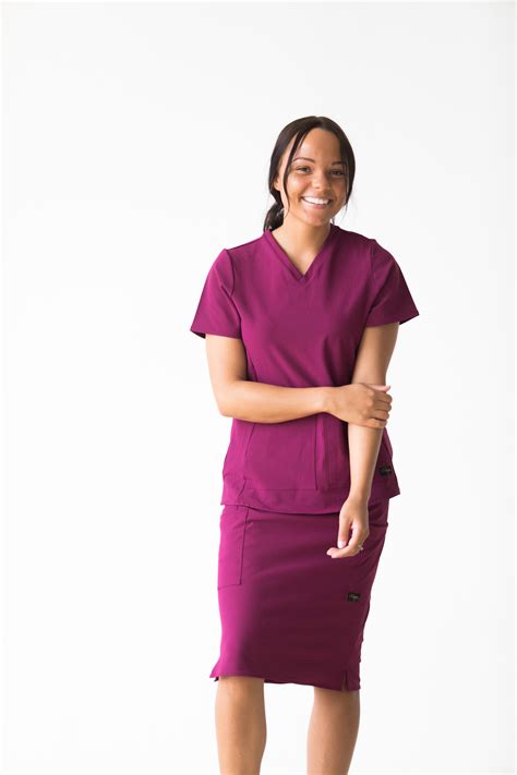 Wine Scrub Set Scrub Skirts Shirt Dress Style Medical Outfit
