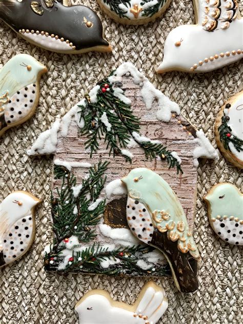 Bird house cookies, bird cookies, royal icing cookies, Winter cookies, Christmas Cookies ...
