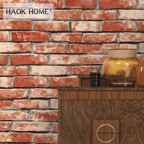 Haokhome 3d Vintage Faux Brick Textured Wallpaper Rolls Garywhite Rust